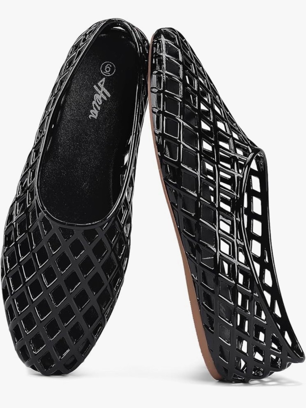 Women’s Black Gel Jelly Ballet Flats - Picture 2 of 2